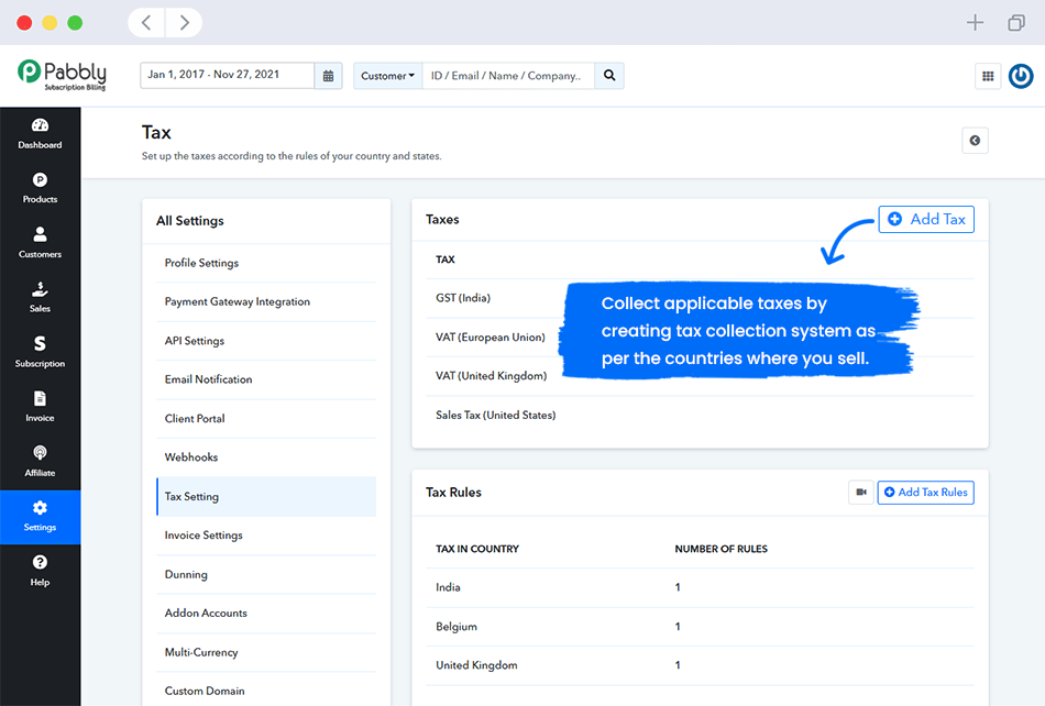 Tax Setting