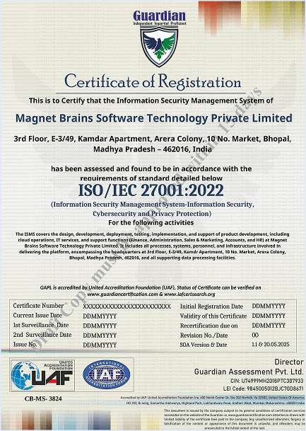 ISO 27001:2022 Certified Certificate