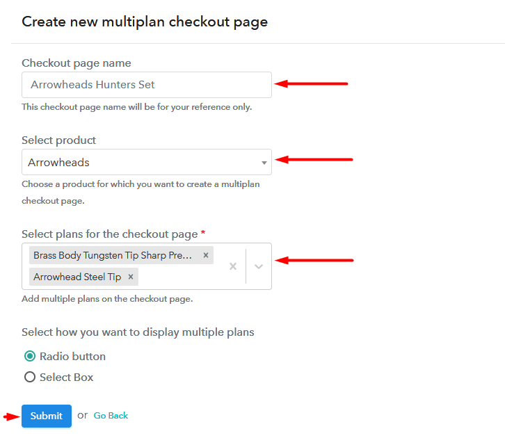 multiplan checkout page