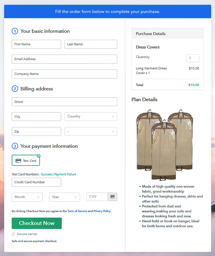 Checkout Page to Sell How to Sell Dress Covers Online 