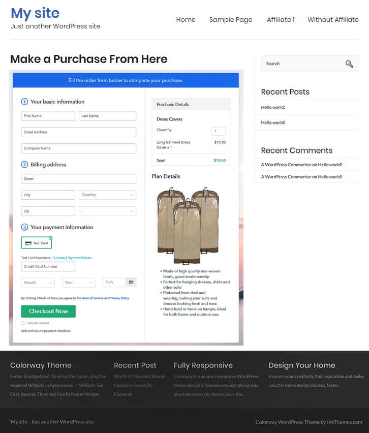 Final Look of your Checkout Page to Sell How to Sell Dress Covers Online
