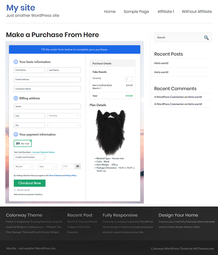 Final Look of your Checkout Page to Sell Fake Beards Online