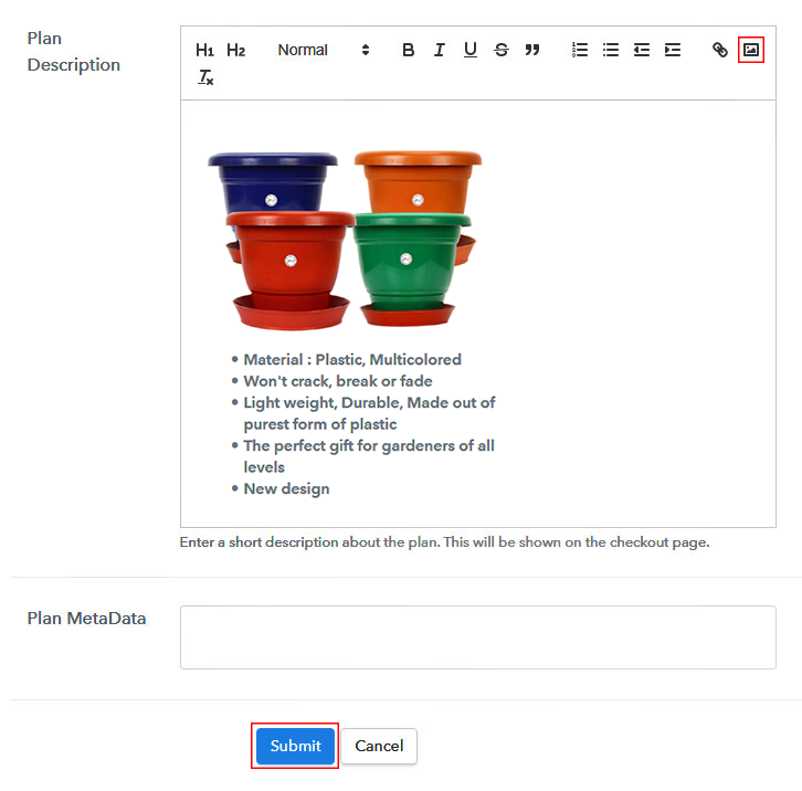 Add Image & Description to Sell Flower Pots Online