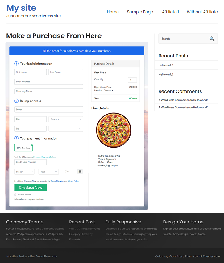 Embed WordPress To Sell Fast Food Online