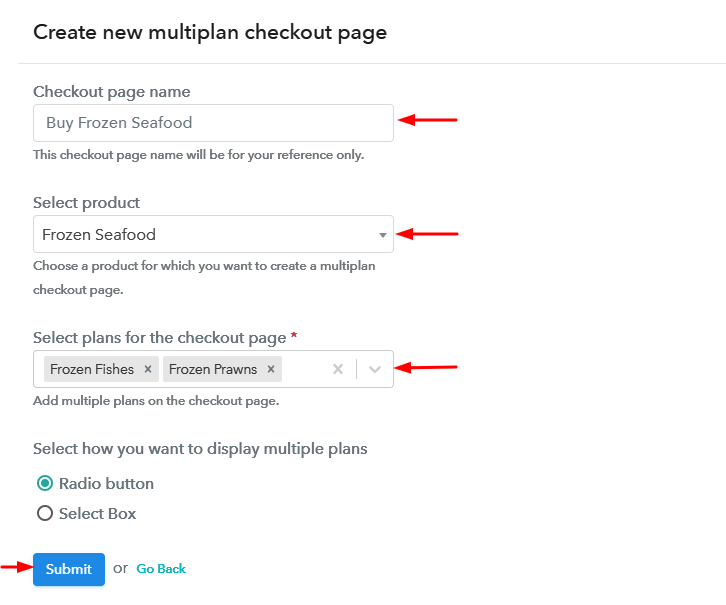 Create Multiplan Checkout Page to Sell Frozen Seafood Online