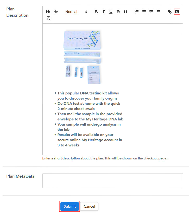 Add Image & Description to Sell DNA Testing Kits Online