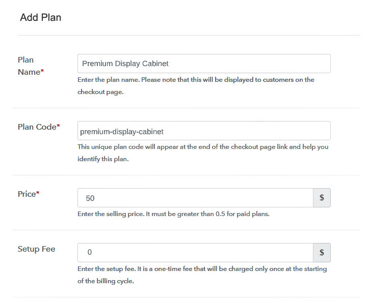 Specify the Plan and Pricing to Sell Display Cabinets Online